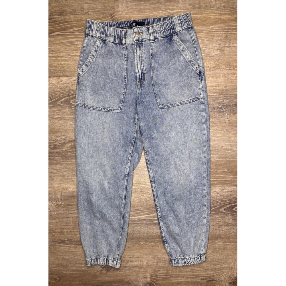 Gap Denim Joggers Women's Medium Light Acid Wash High Rise Elastic Waist Pants